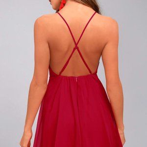 Red Backless Skater Dress